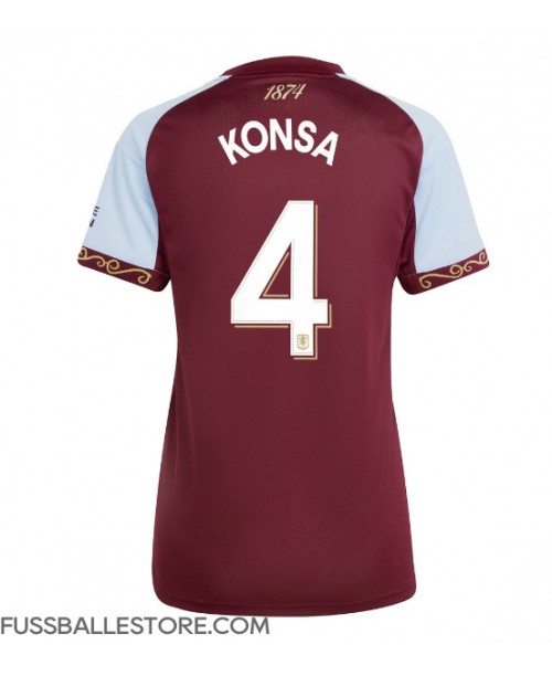 Günstige Aston Villa Ezri Konsa #4 Heimtrikot Damen 2025-26 Kurzarm Günstige Aston Villa Ezri Konsa #4 Heimtrikot Damen 2025-26 Kurzarm